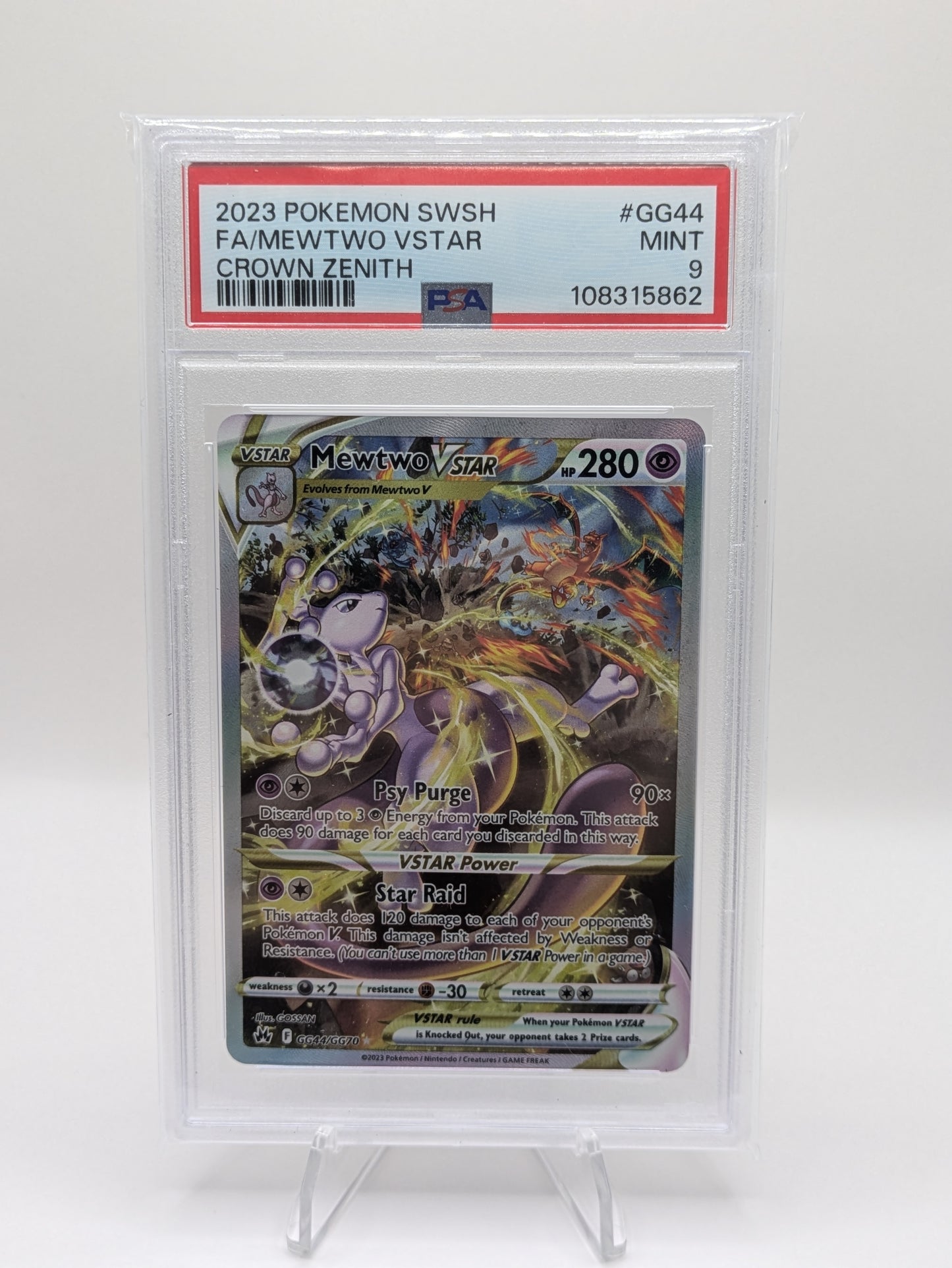 Pokemon TCG - Mewtwo VSTAR GG44 PSA 9
